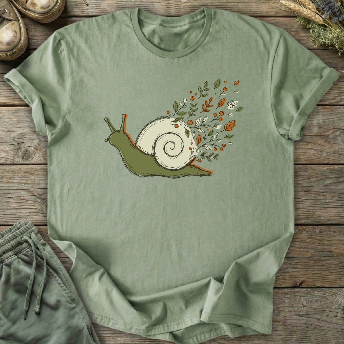 Printify T-Shirt Botanical Snail T-Shirt