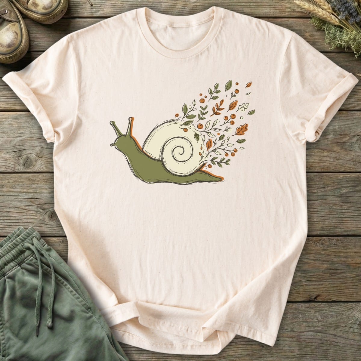 Printify T-Shirt Botanical Snail T-Shirt