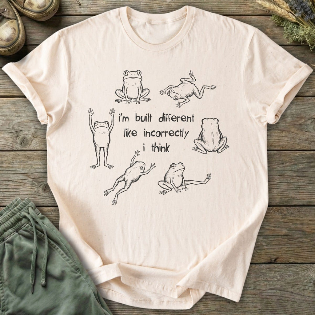 Printify T-Shirt Built Different Frog Collage T-Shirt