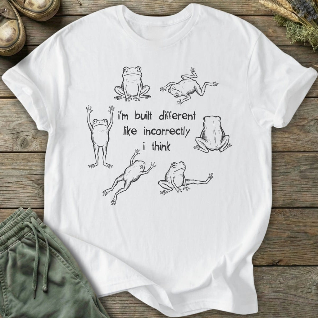 Printify T-Shirt Built Different Frog Collage T-Shirt