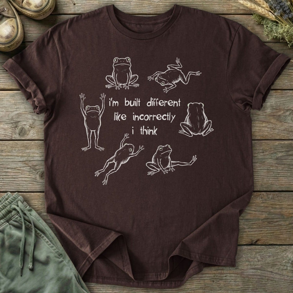 Printify T-Shirt Built Different Frog Collage T-Shirt