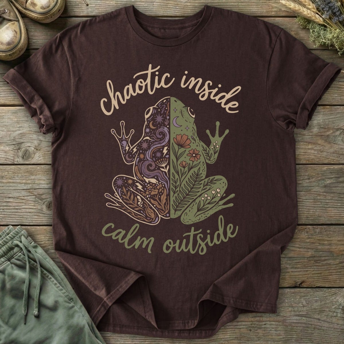 Printify T-Shirt Chaotic Inside Calm Outside T-Shirt