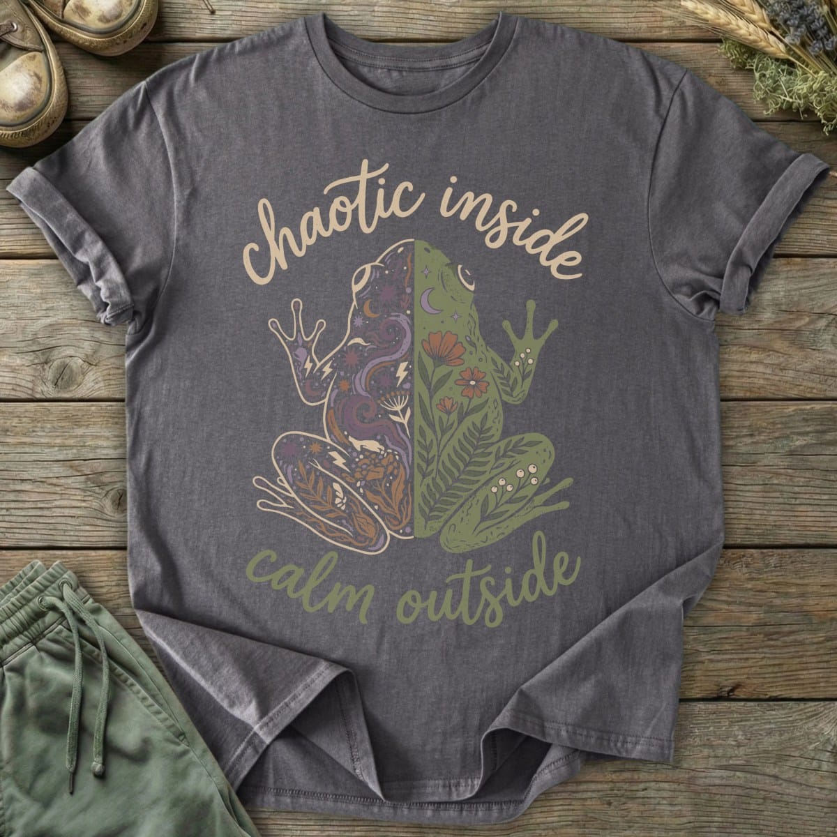 Printify T-Shirt Chaotic Inside Calm Outside T-Shirt