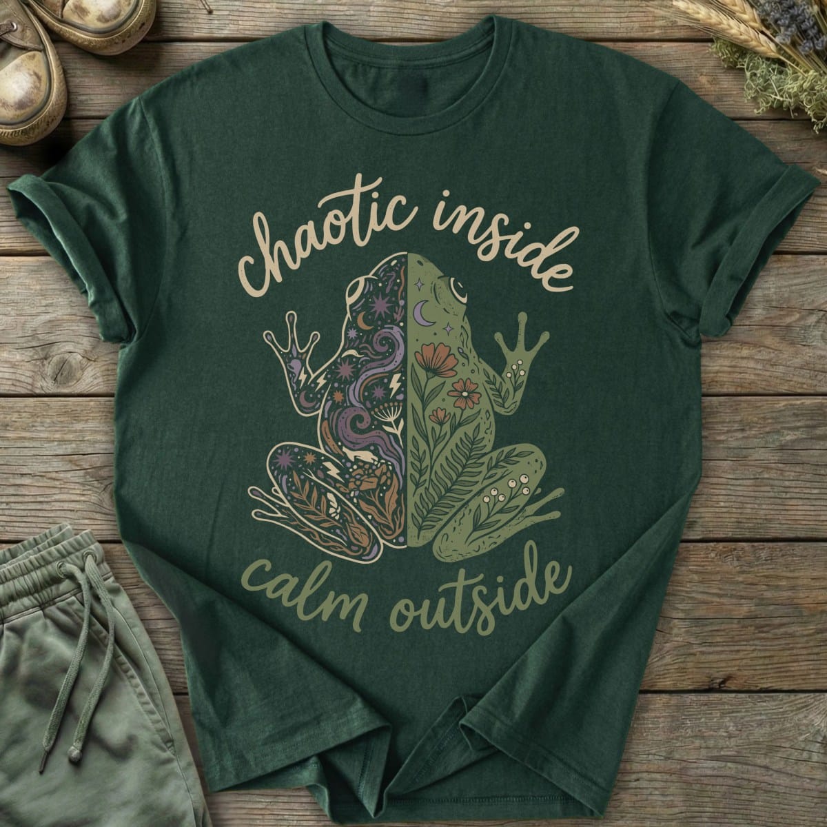 Printify T-Shirt Chaotic Inside Calm Outside T-Shirt