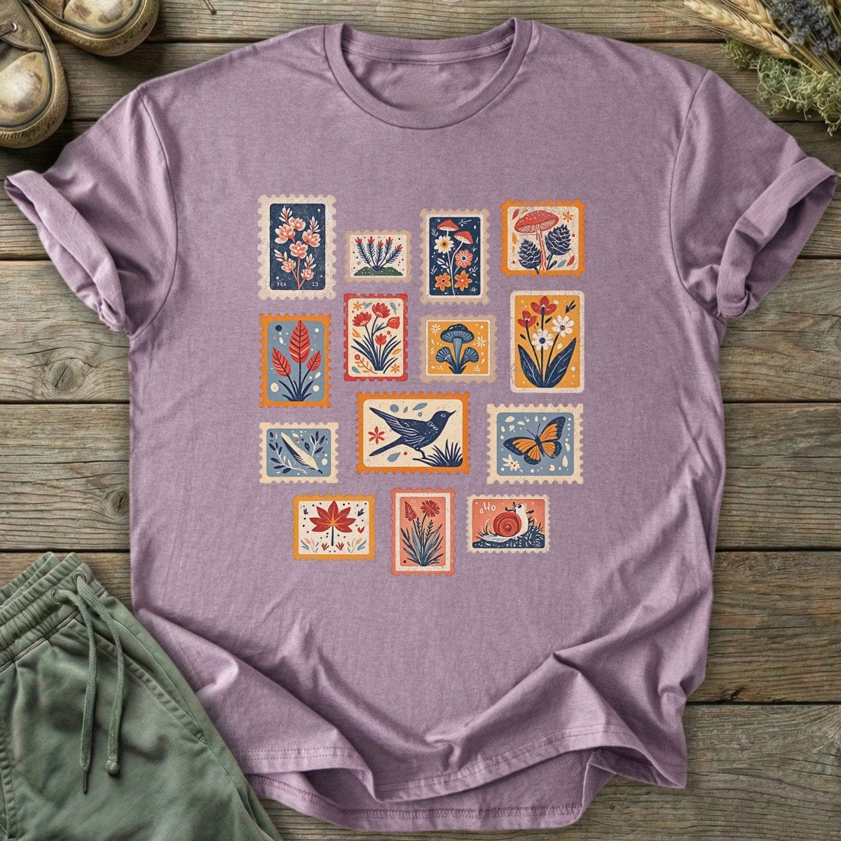Printify T-Shirt Colorful Stamps T-Shirt