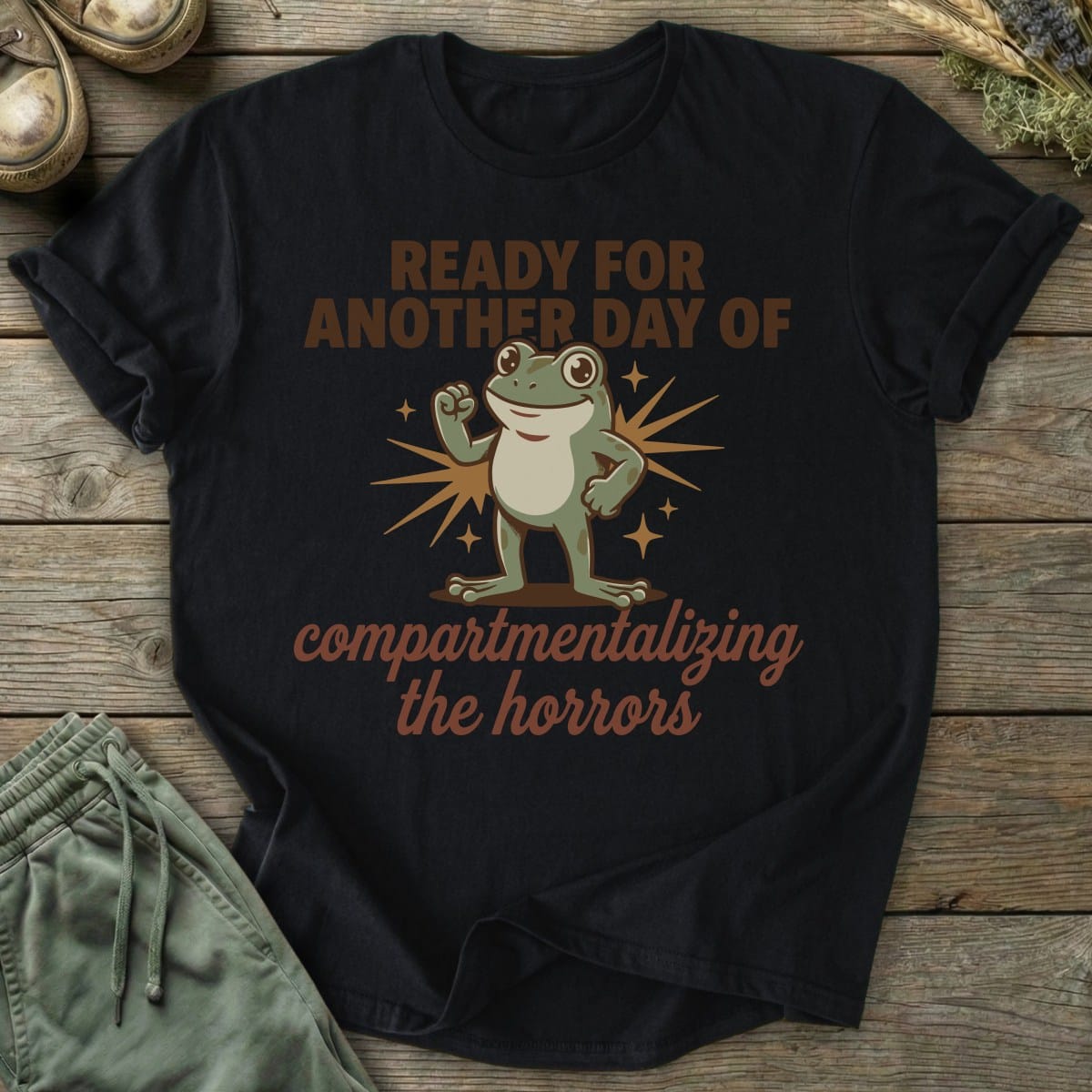 Printify T-Shirt Compartmentalizing Frog T-Shirt