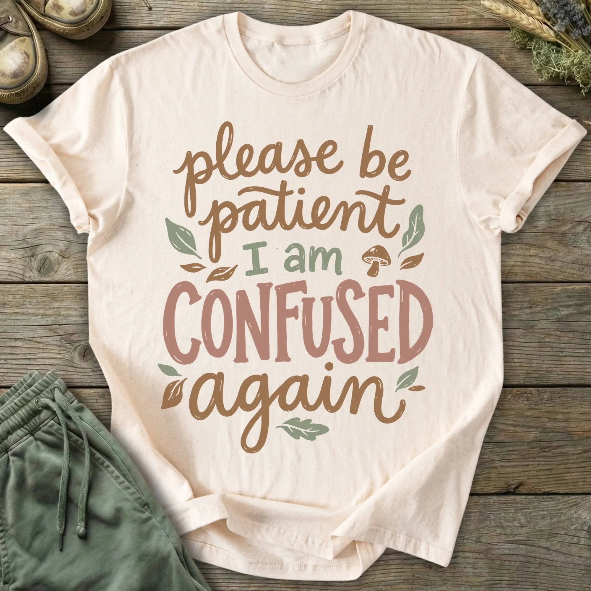 Printify T-Shirt Confused Again T-Shirt