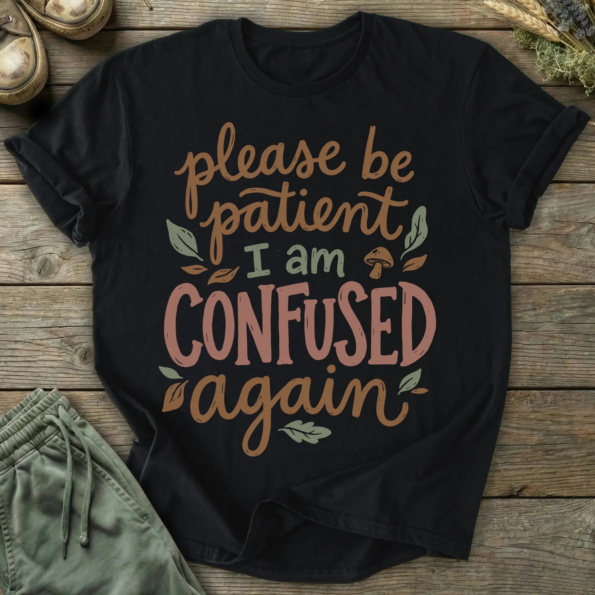 Printify T-Shirt Confused Again T-Shirt
