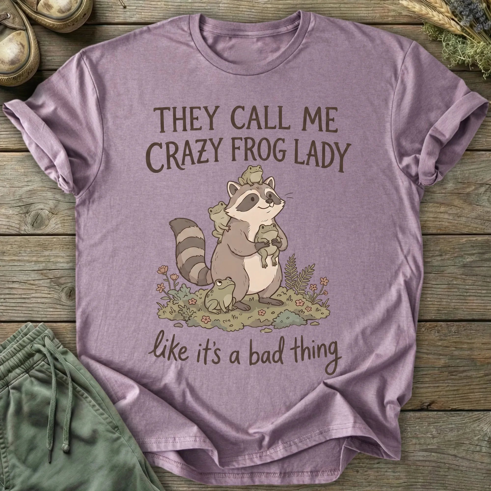 Printify T-Shirt Crazy Frog Lady T-Shirt