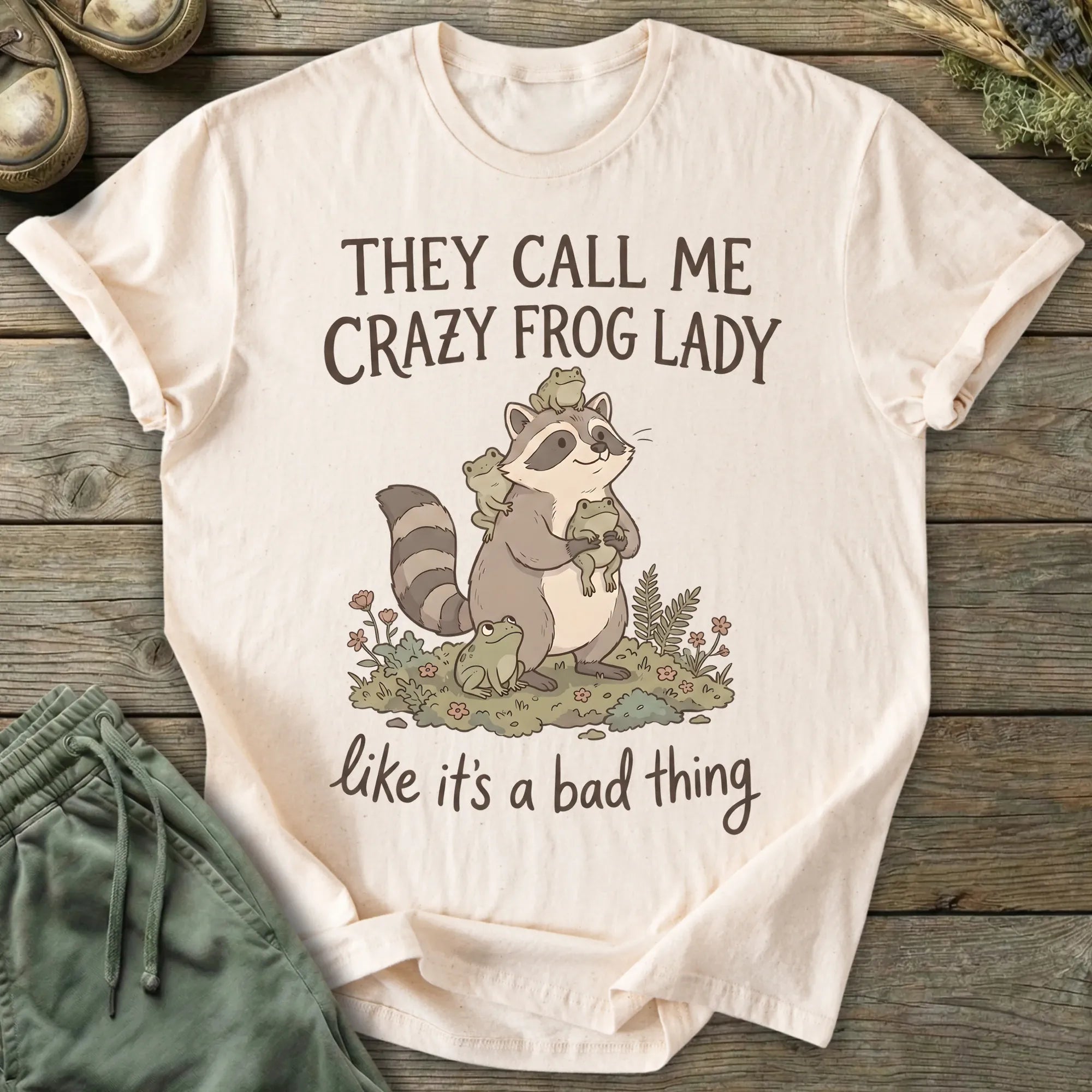 Printify T-Shirt Crazy Frog Lady T-Shirt