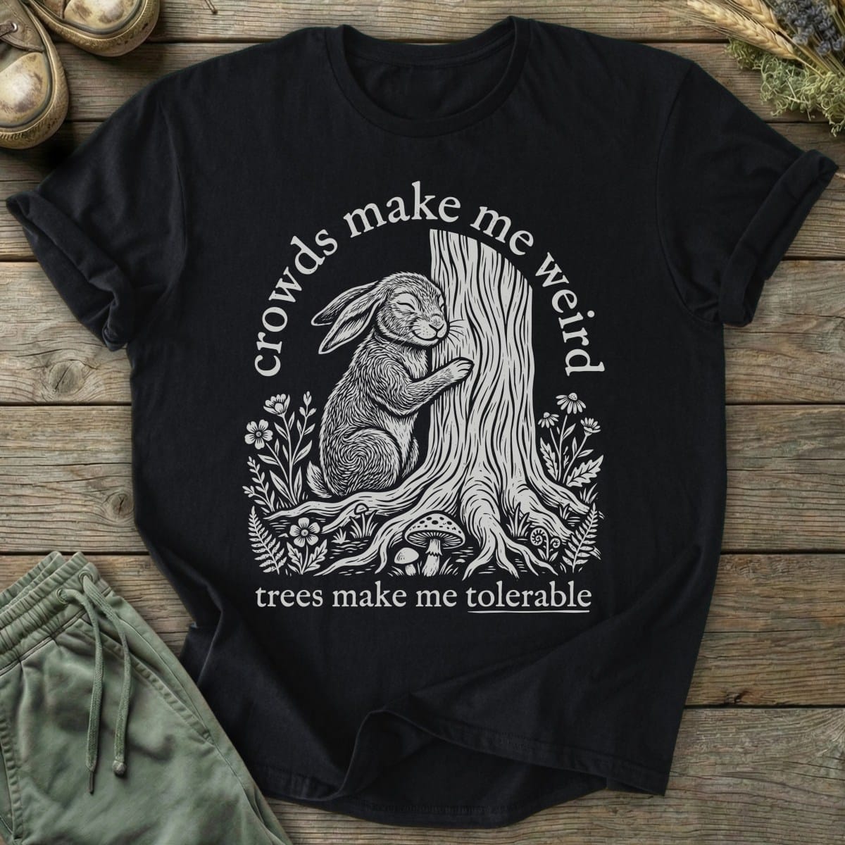 Printify T-Shirt Crowds Make Me Weird T-Shirt
