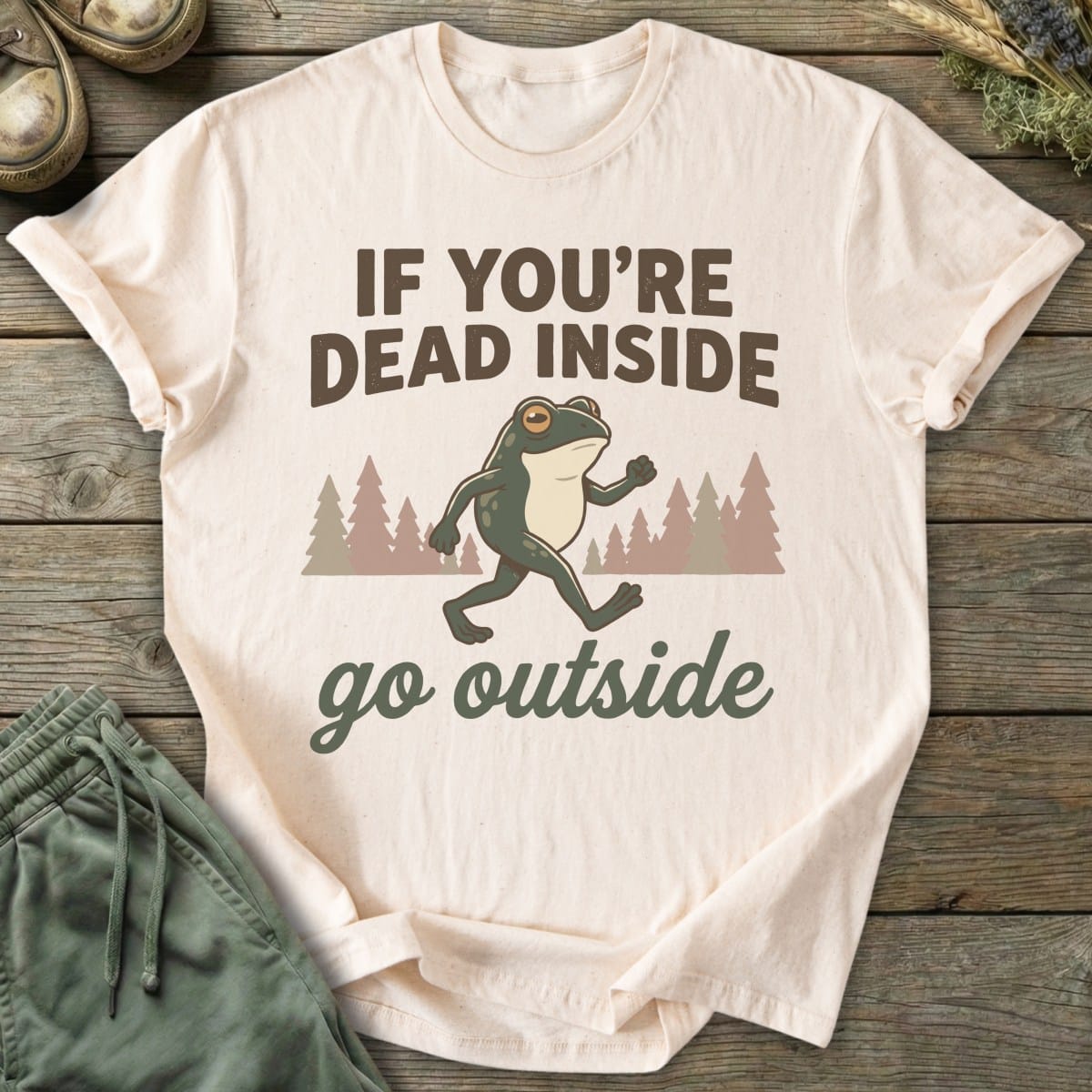 Printify T-Shirt Dead Inside Go Outside T-Shirt