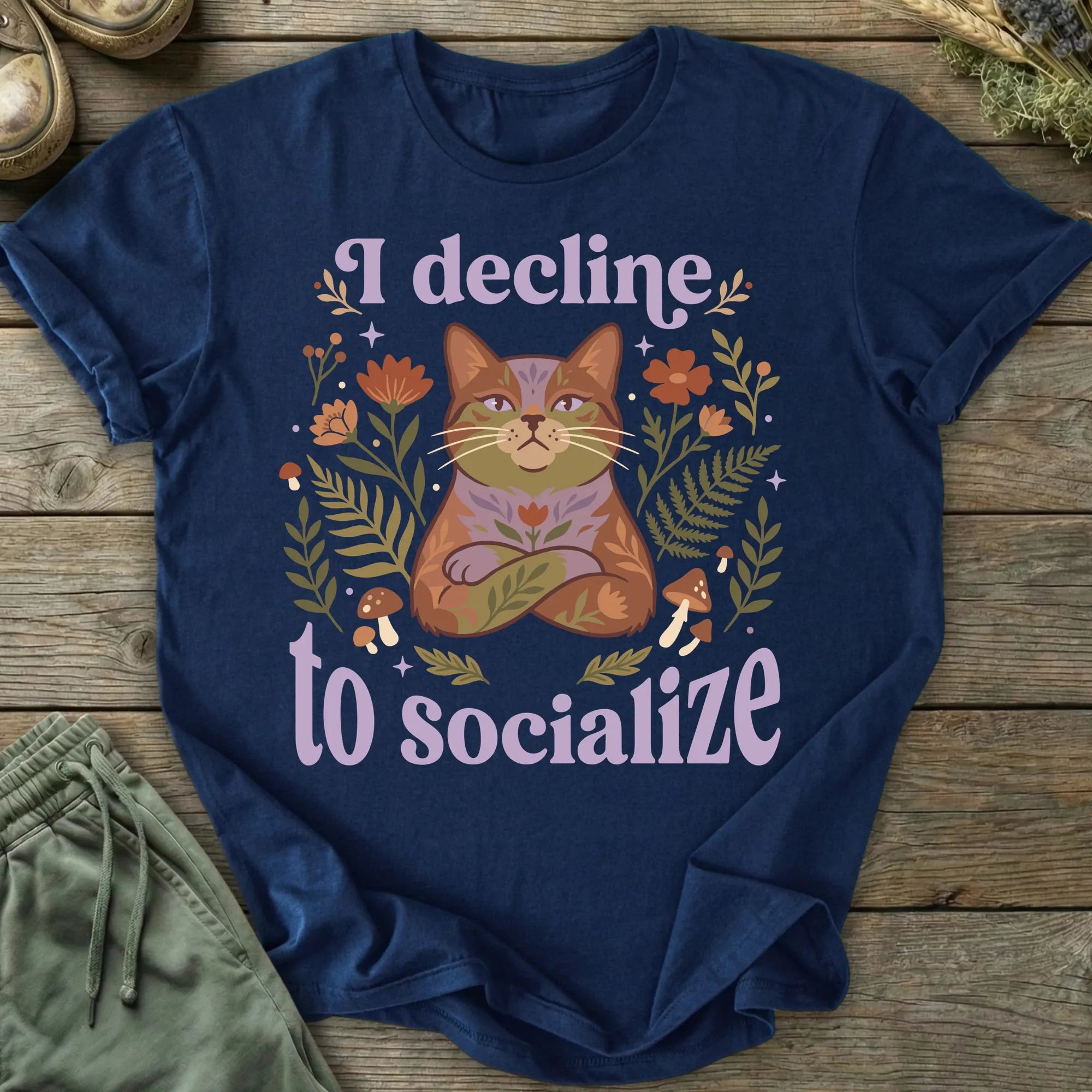 Printify T-Shirt Decline To Socialize T-Shirt