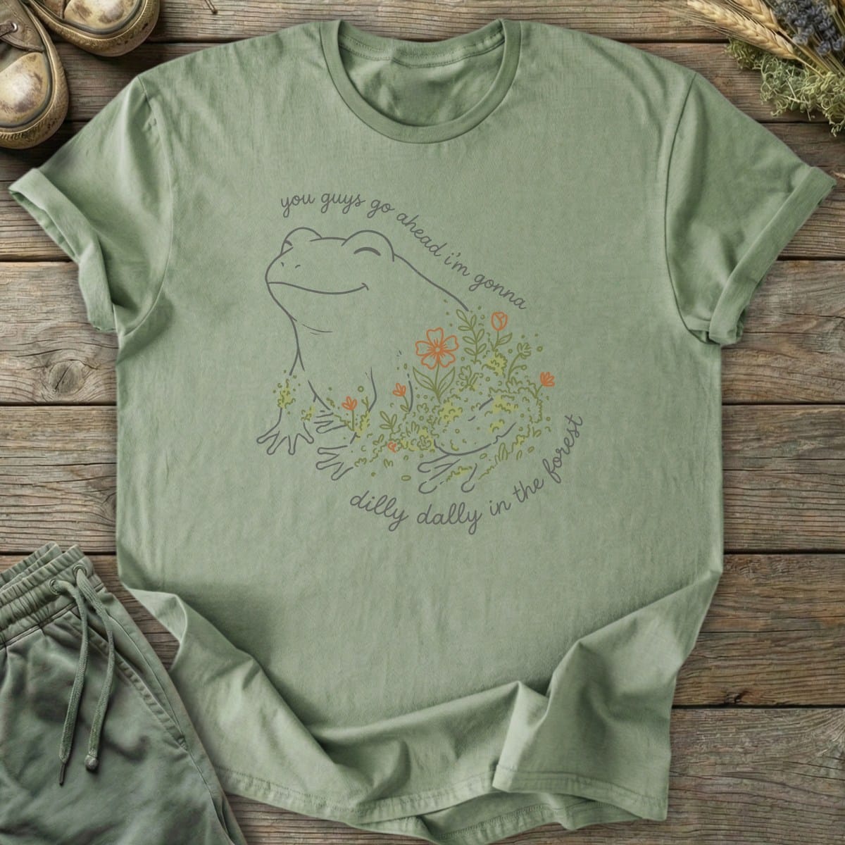 Printify T-Shirt Dilly Dally Forest Frog T-Shirt