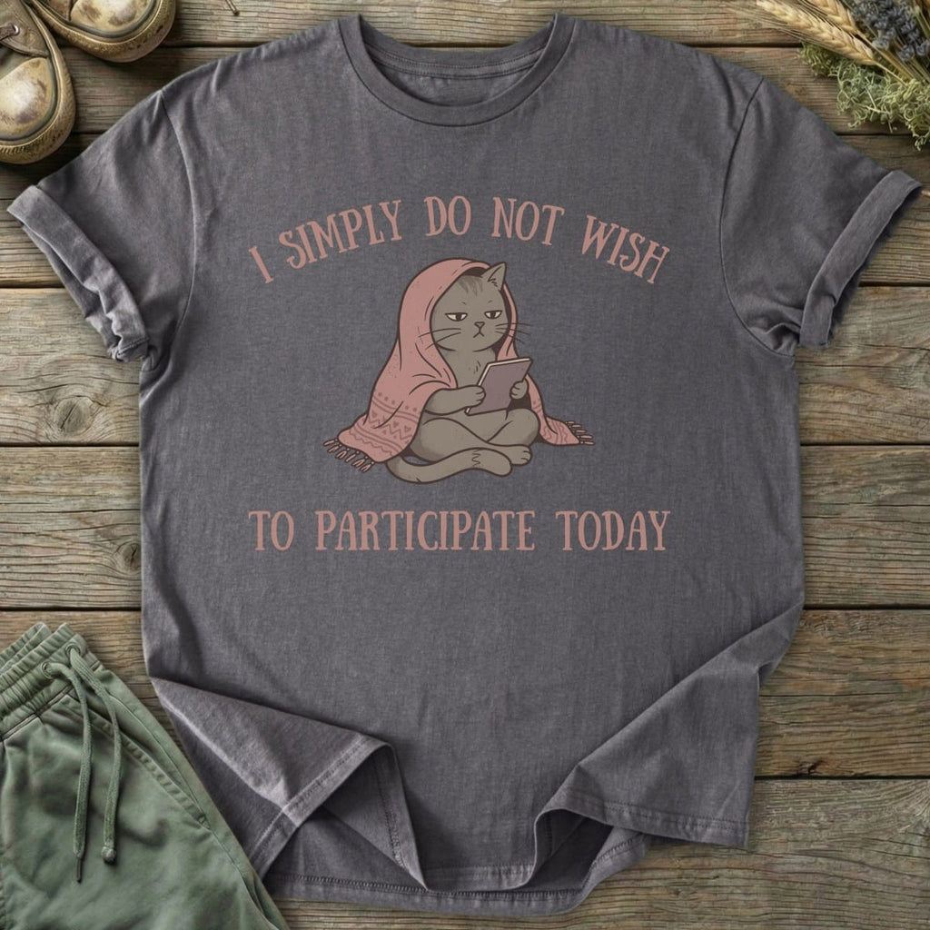 Printify T-Shirt Do Not Wish To Participate Cat T-Shirt