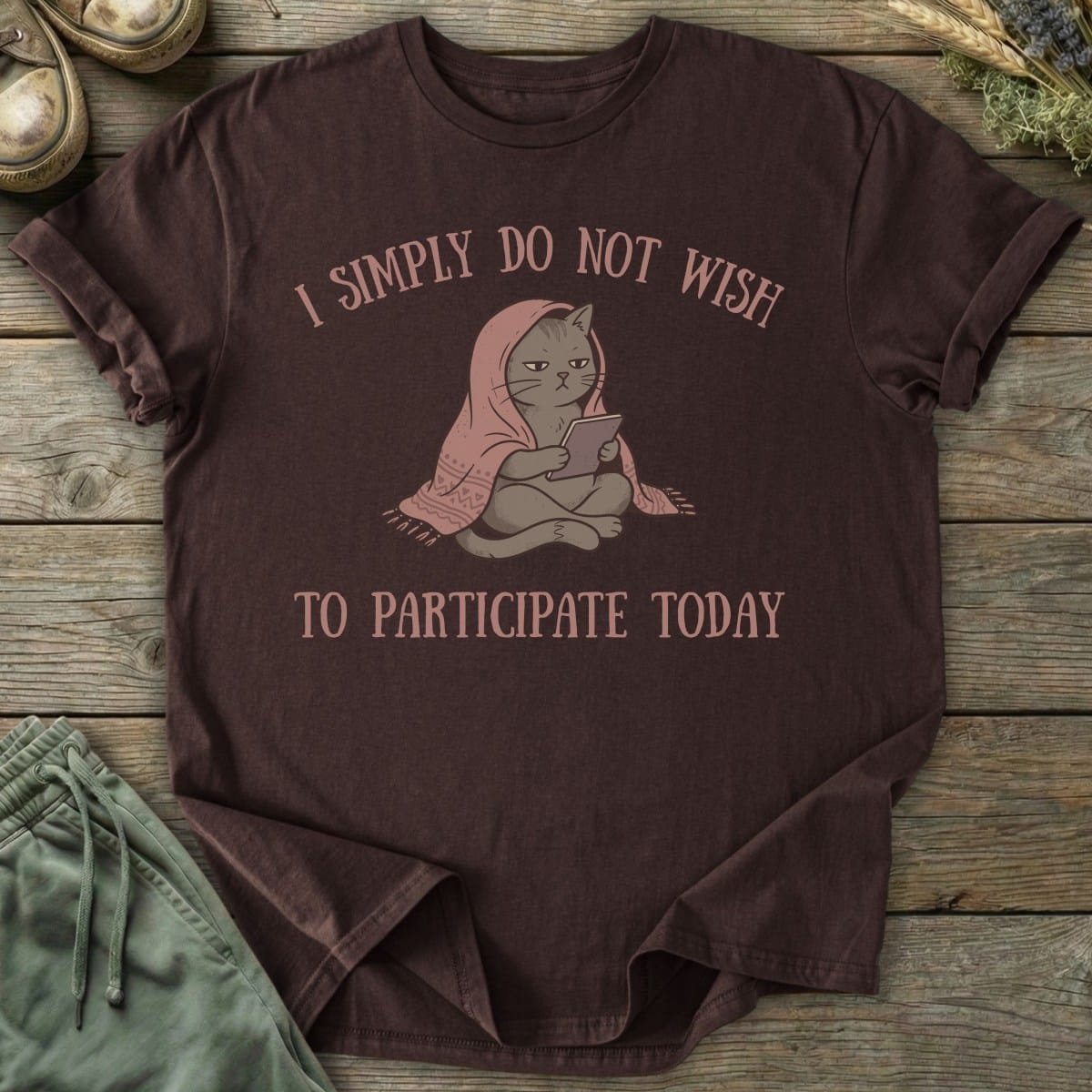 Printify T-Shirt Do Not Wish To Participate Cat T-Shirt