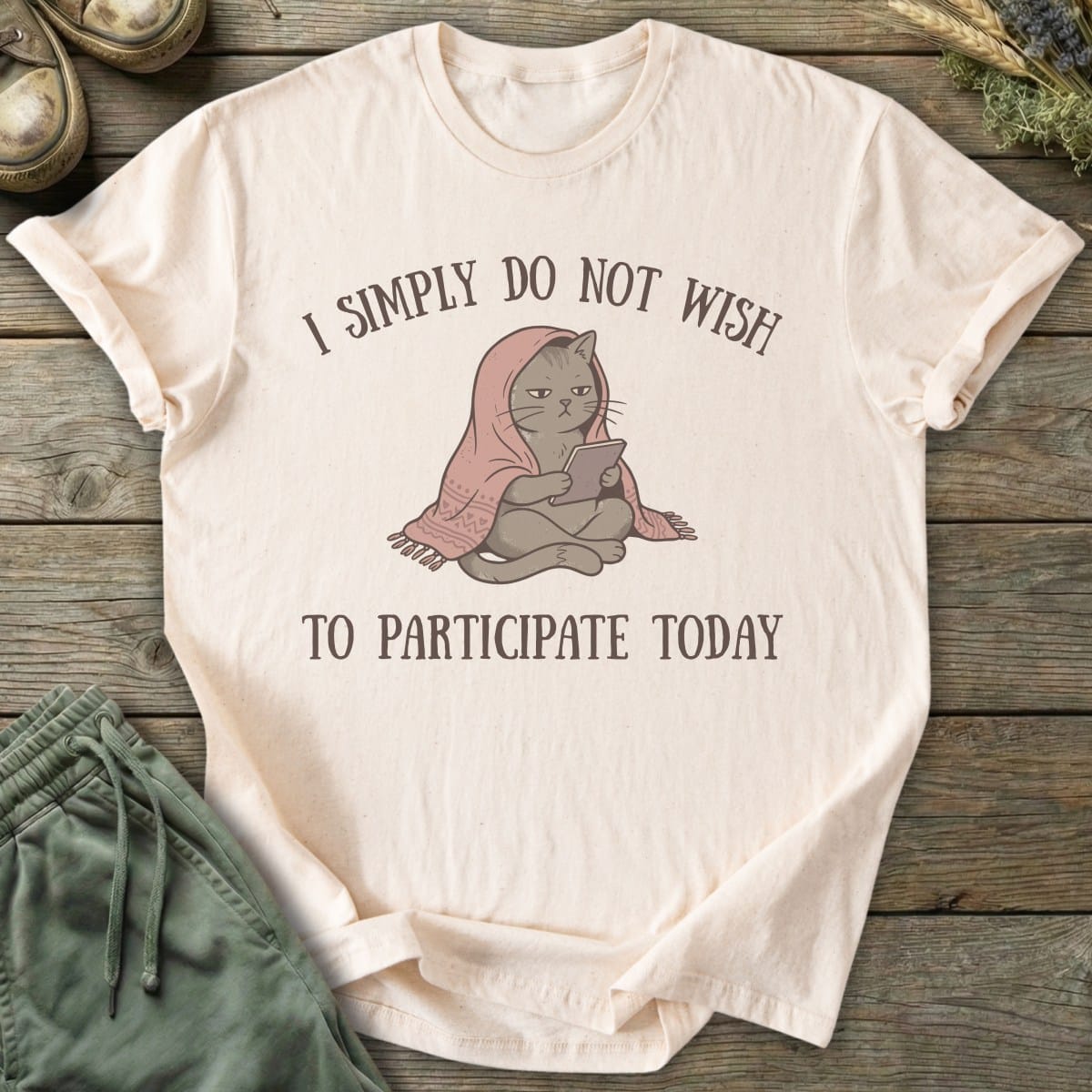 Printify T-Shirt Do Not Wish To Participate Cat T-Shirt