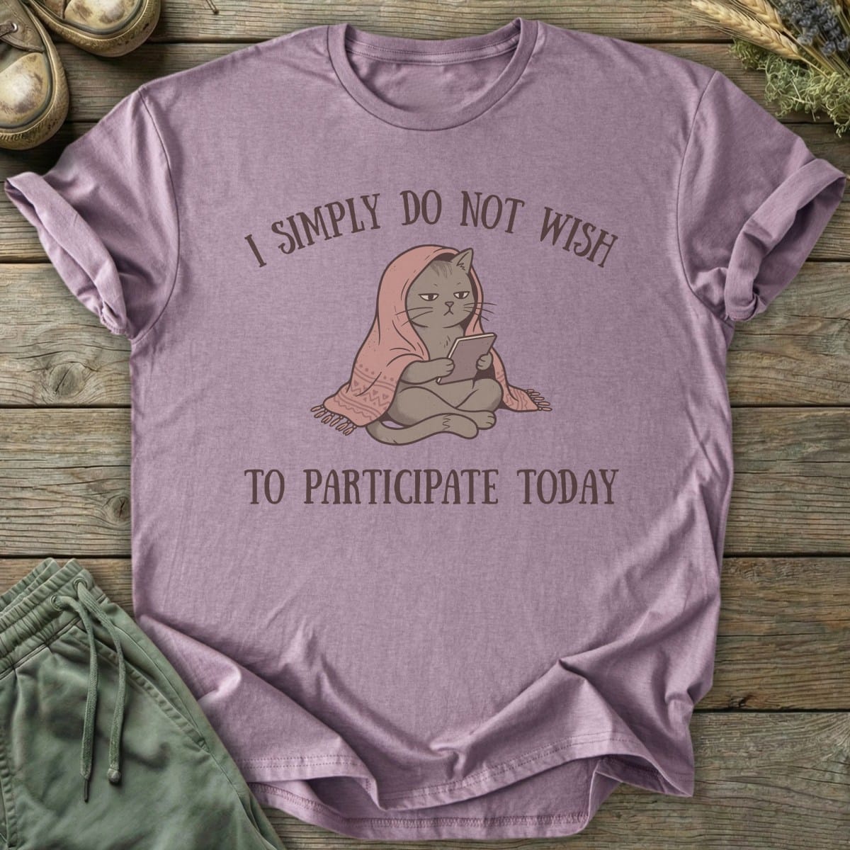Printify T-Shirt Do Not Wish To Participate Cat T-Shirt