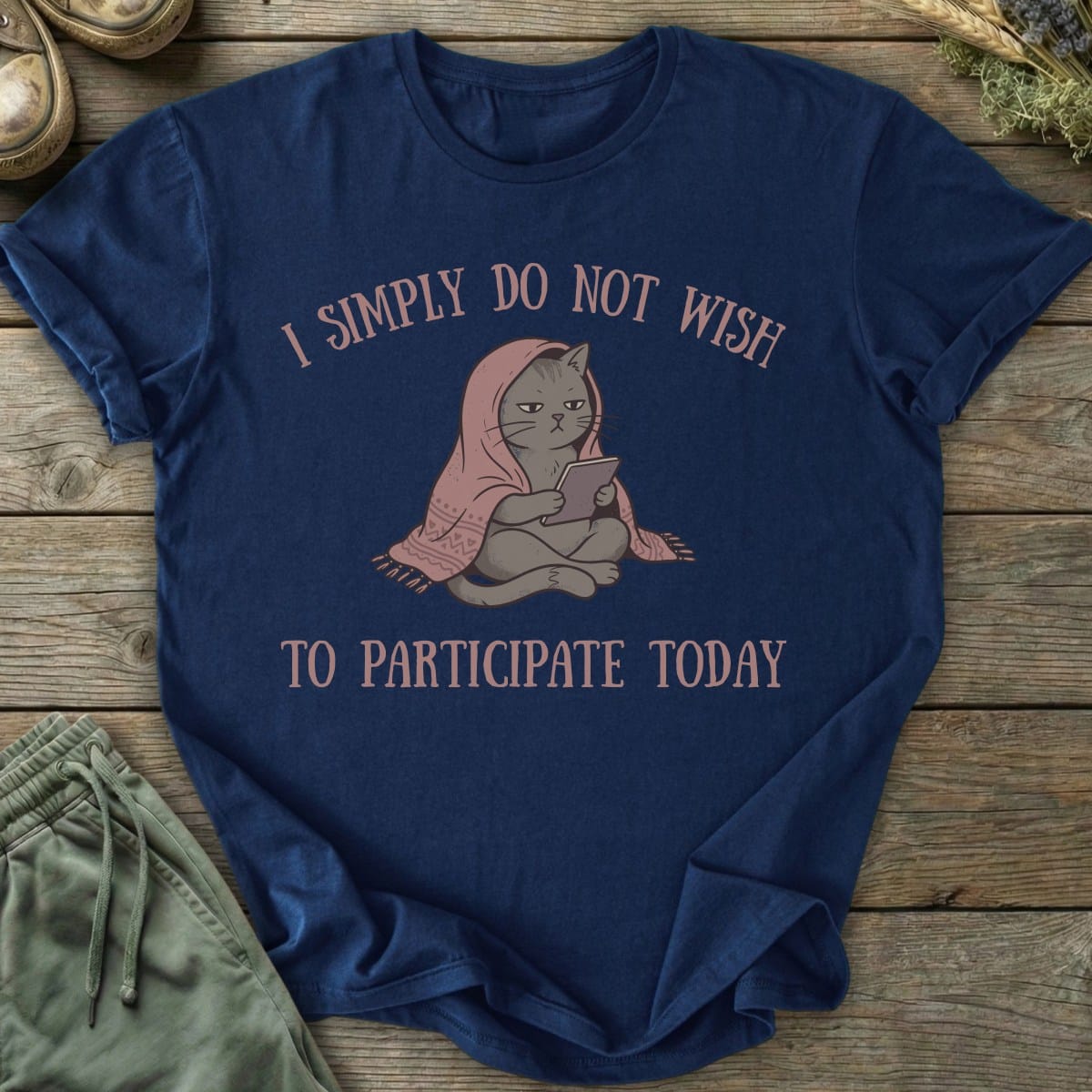 Printify T-Shirt Do Not Wish To Participate Cat T-Shirt