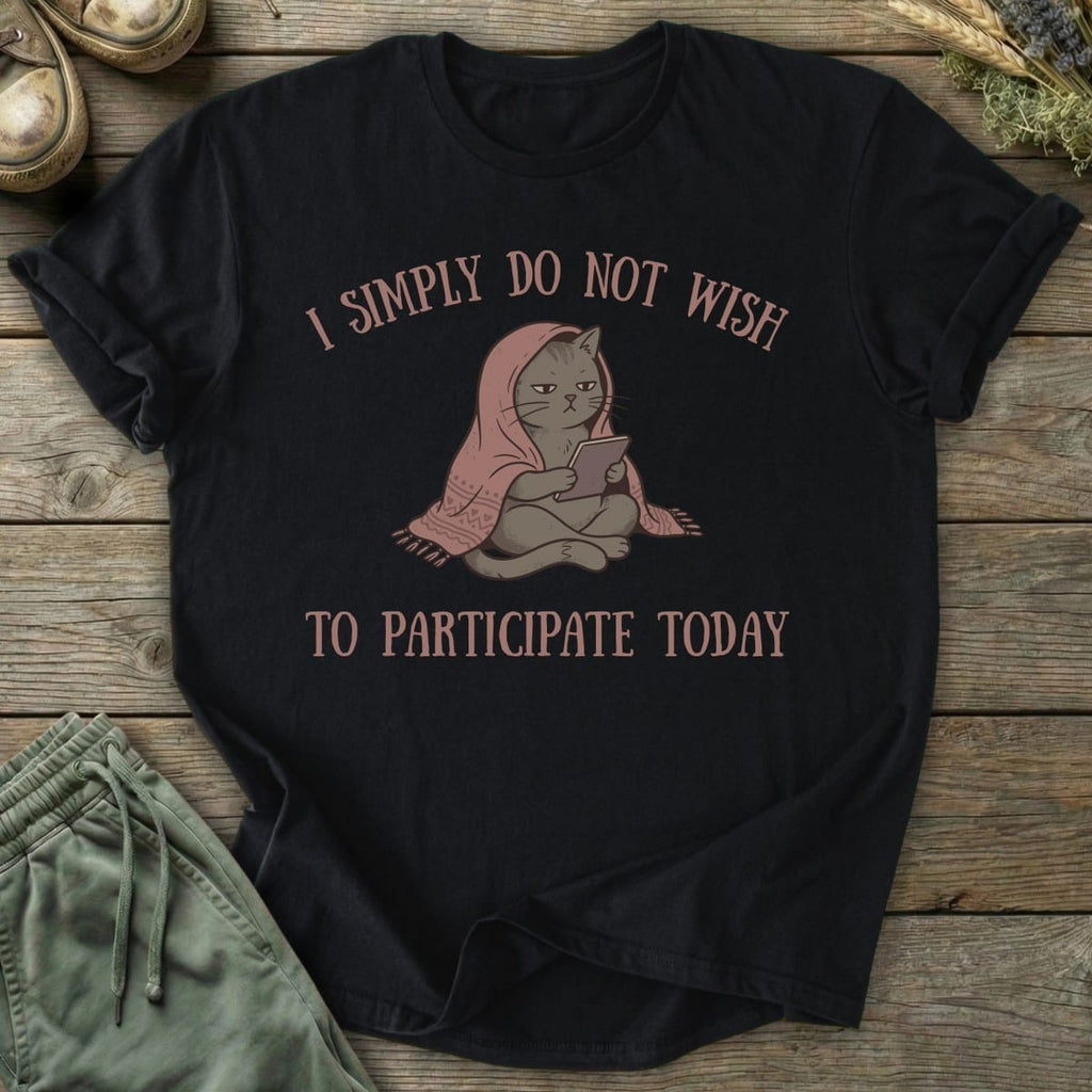 Printify T-Shirt Do Not Wish To Participate Cat T-Shirt