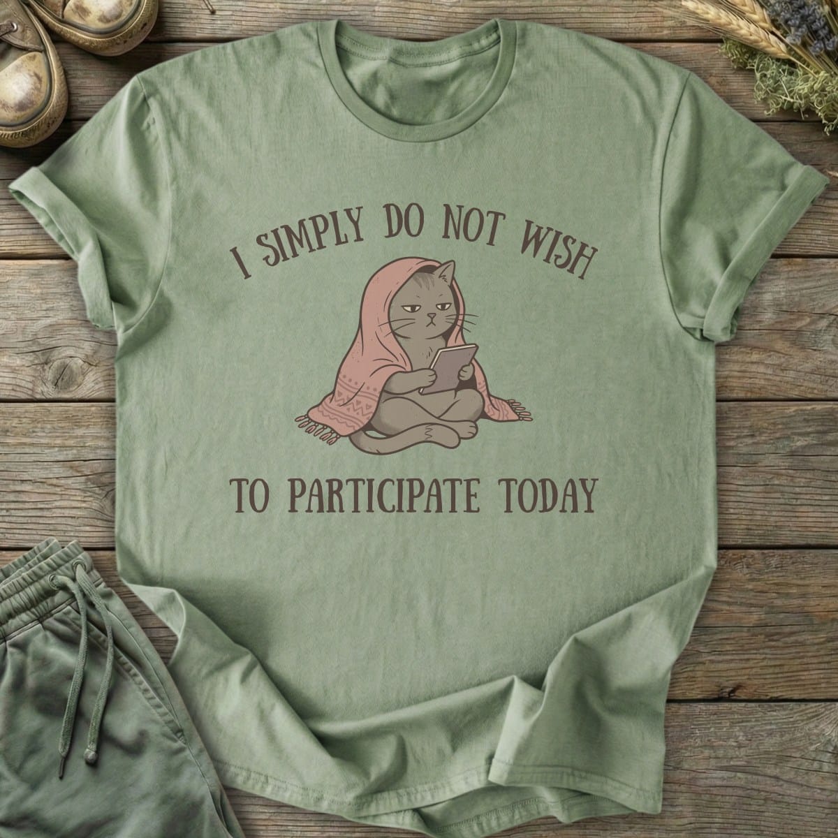 Printify T-Shirt Do Not Wish To Participate Cat T-Shirt
