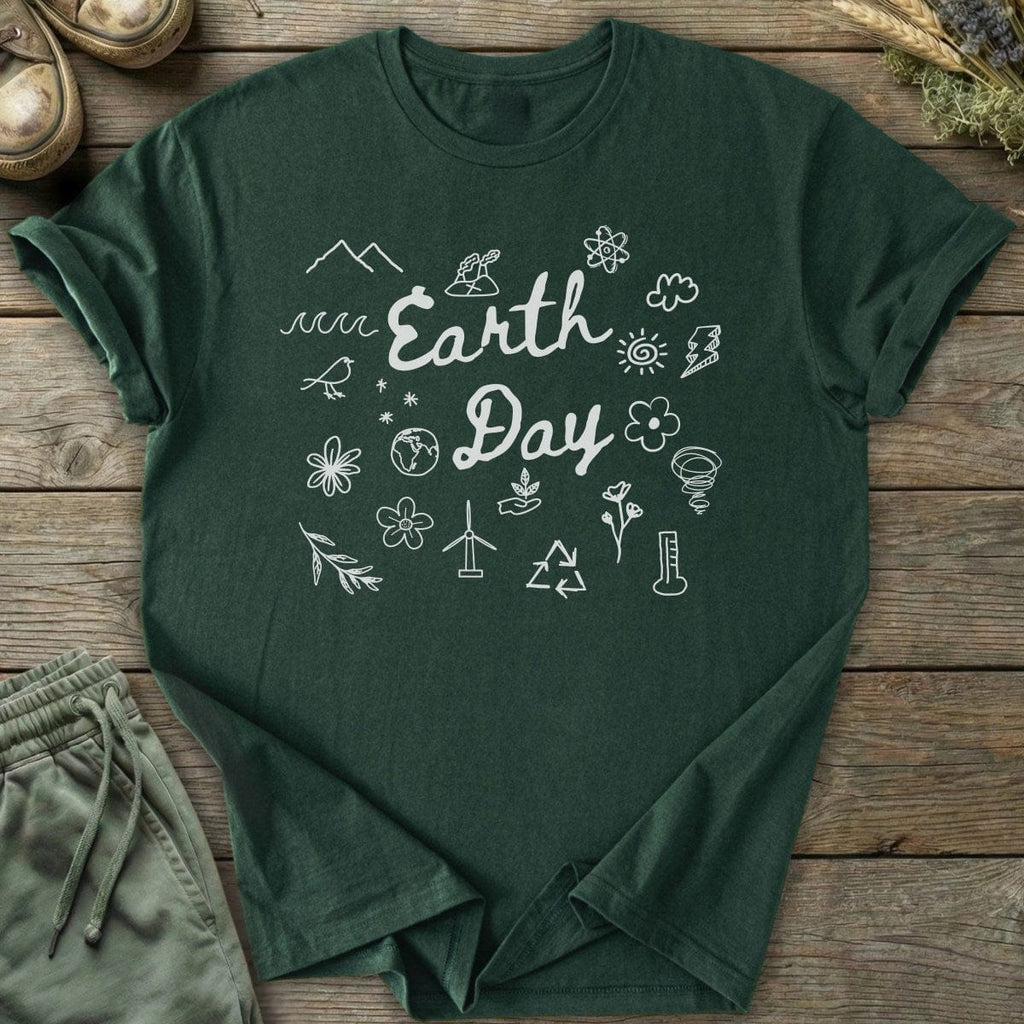 Printify T-Shirt Doodle Earth Day T-Shirt
