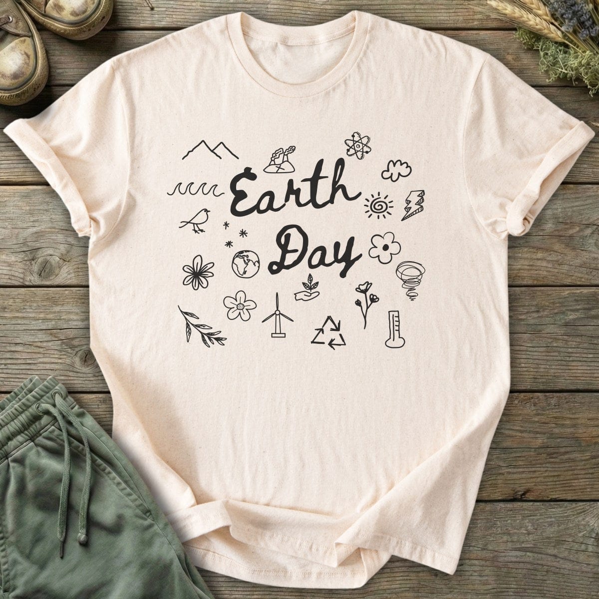 Printify T-Shirt Doodle Earth Day T-Shirt