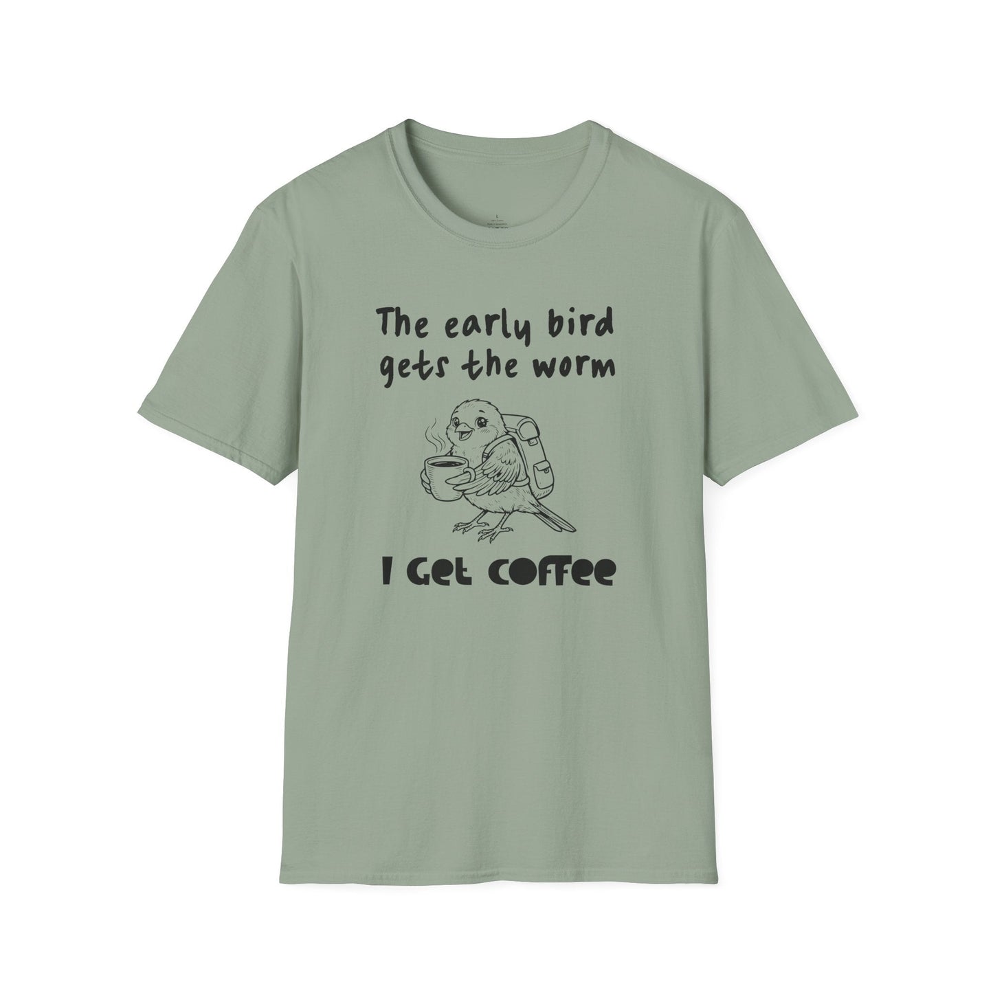 Printify T-Shirt Early Bird Coffee T-Shirt
