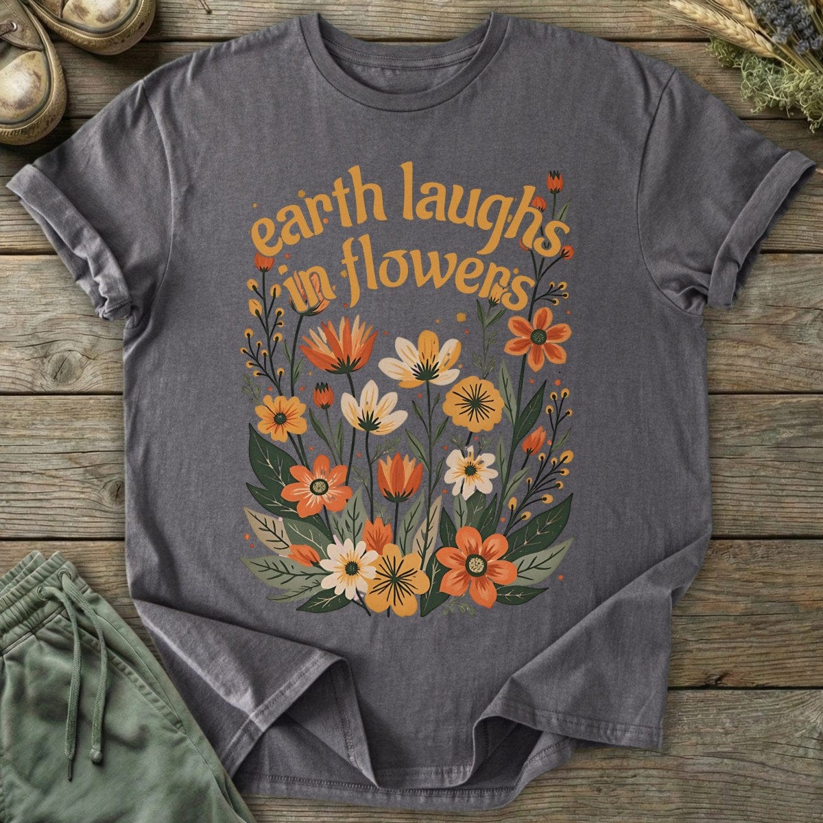 Printify T-Shirt Earth Laughs Boho T-Shirt
