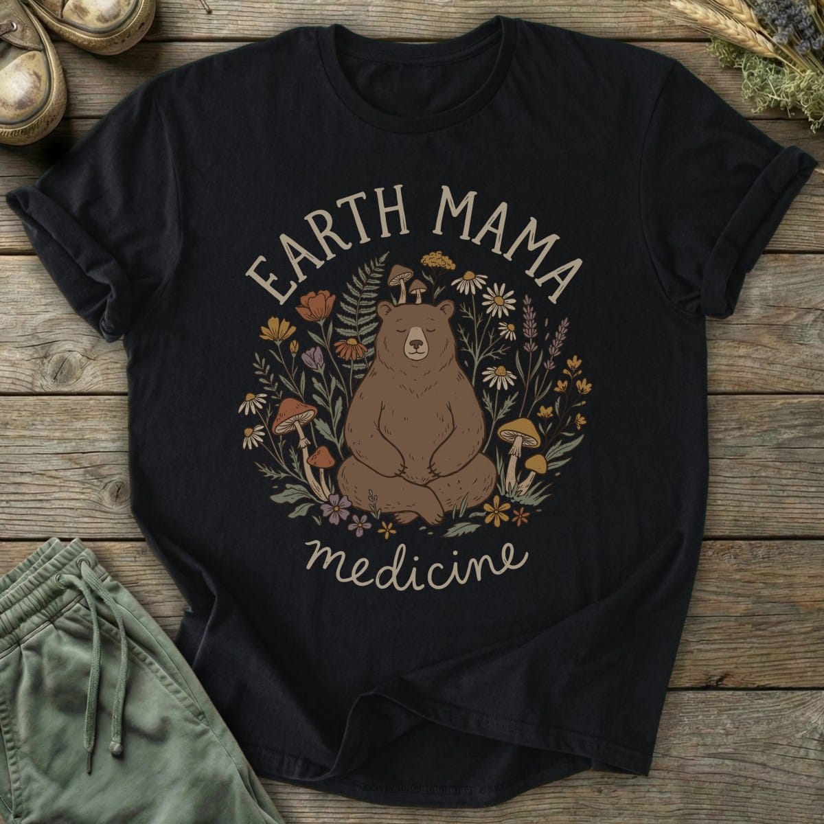 Printify T-Shirt Earth Mama Medicine Bear T-Shirt