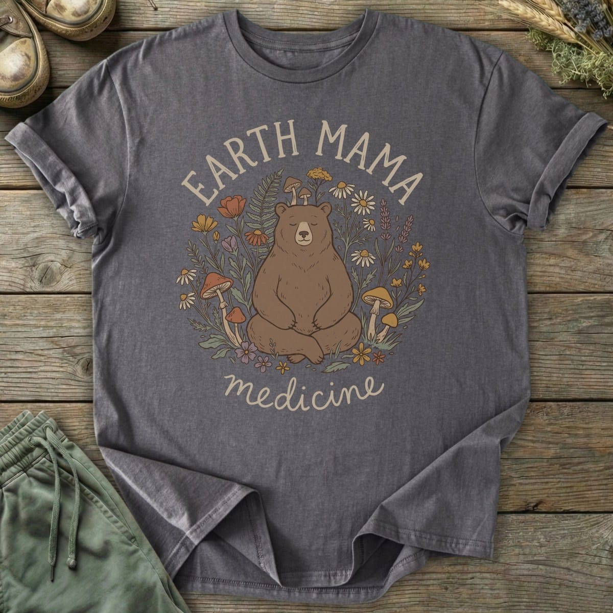 Printify T-Shirt Earth Mama Medicine Bear T-Shirt