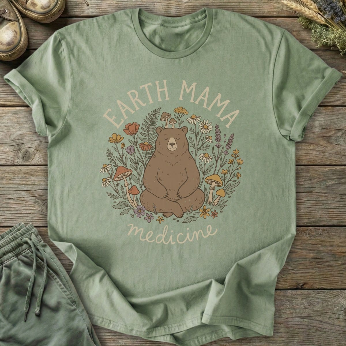 Printify T-Shirt Earth Mama Medicine Bear T-Shirt