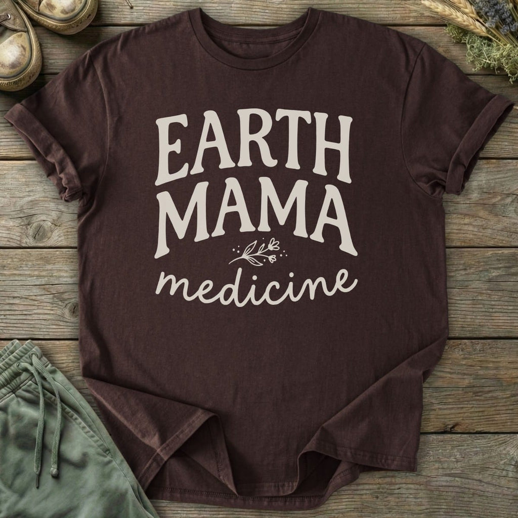 Printify T-Shirt Earth Mama Medicine Text T-Shirt