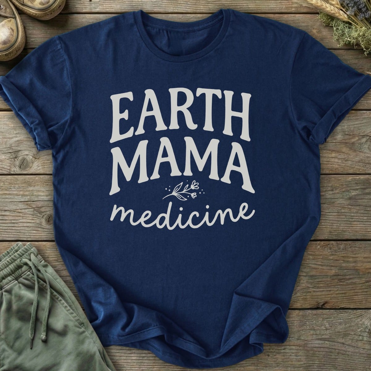 Printify T-Shirt Earth Mama Medicine Text T-Shirt