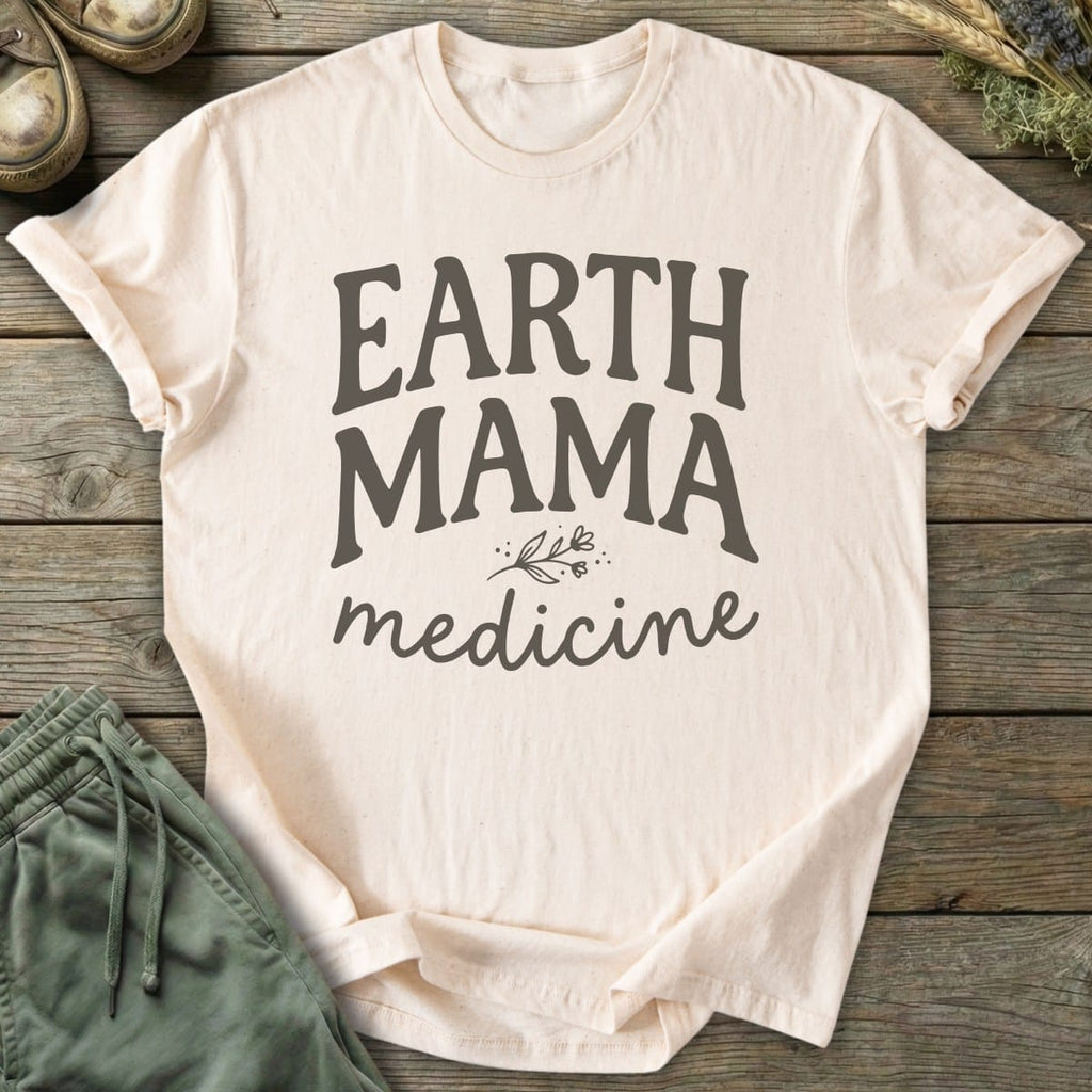 Printify T-Shirt Earth Mama Medicine Text T-Shirt