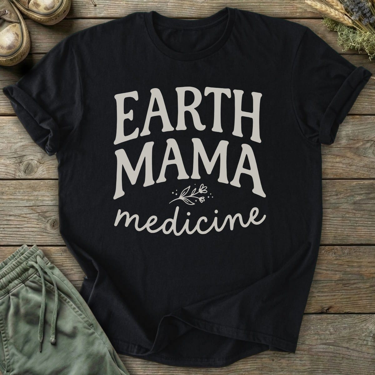 Printify T-Shirt Earth Mama Medicine Text T-Shirt