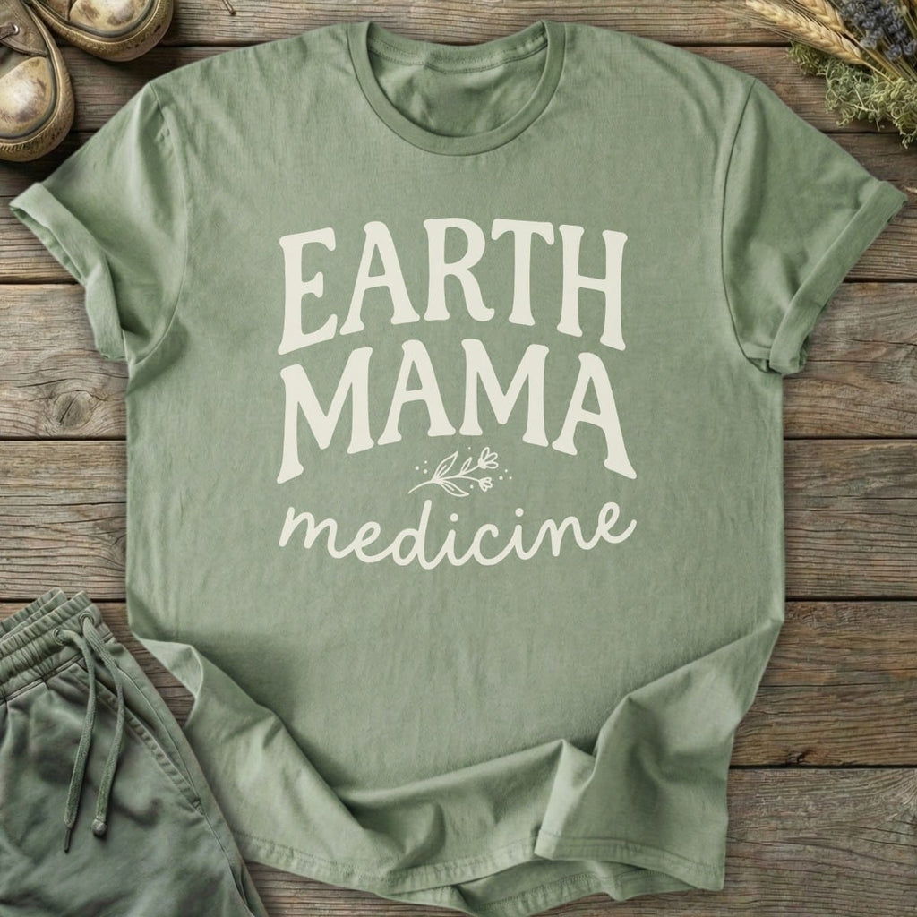 Printify T-Shirt Earth Mama Medicine Text T-Shirt