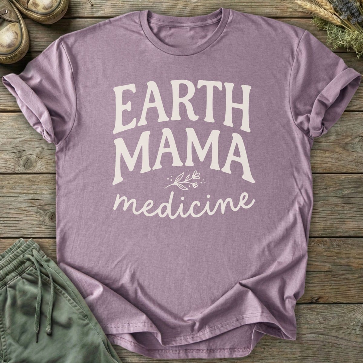 Printify T-Shirt Earth Mama Medicine Text T-Shirt