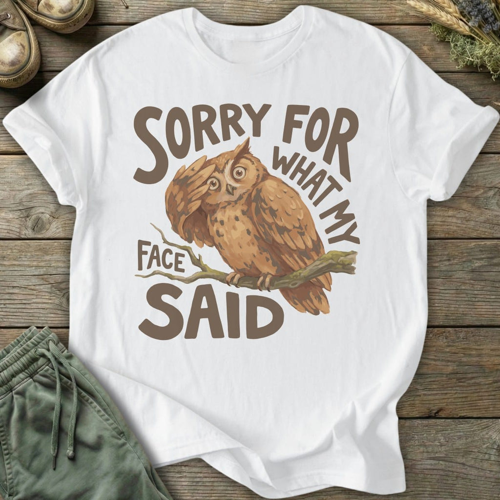 Printify T-Shirt Facepalm What My Face Said Owl T-Shirt