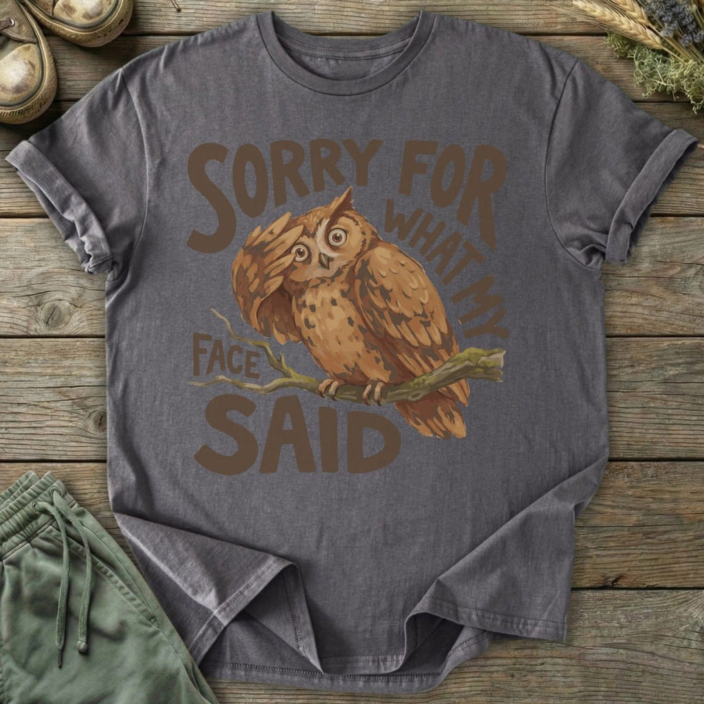 Printify T-Shirt Facepalm What My Face Said Owl T-Shirt