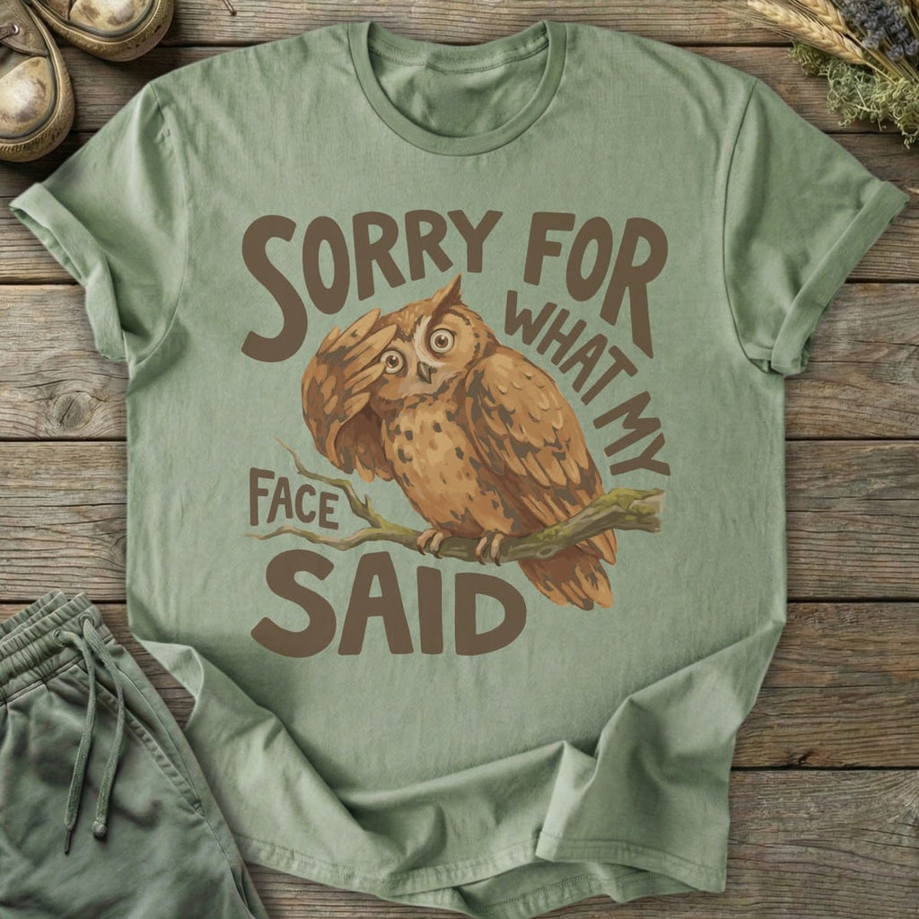 Printify T-Shirt Facepalm What My Face Said Owl T-Shirt