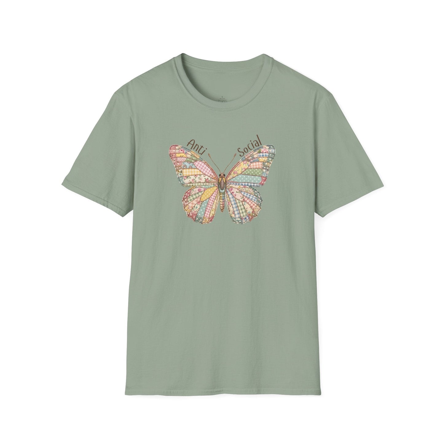 Printify T-Shirt Faux Patchwork Butterfly T-Shirt