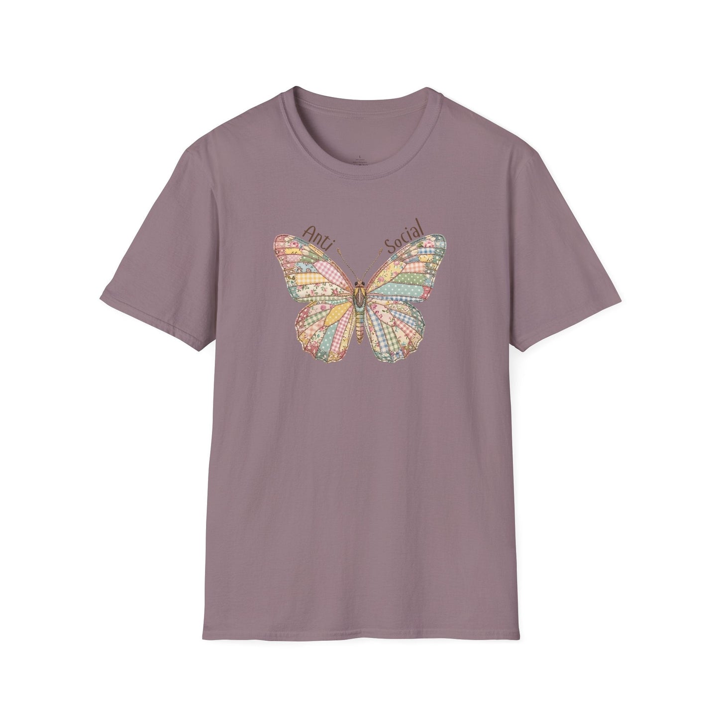 Printify T-Shirt Faux Patchwork Butterfly T-Shirt