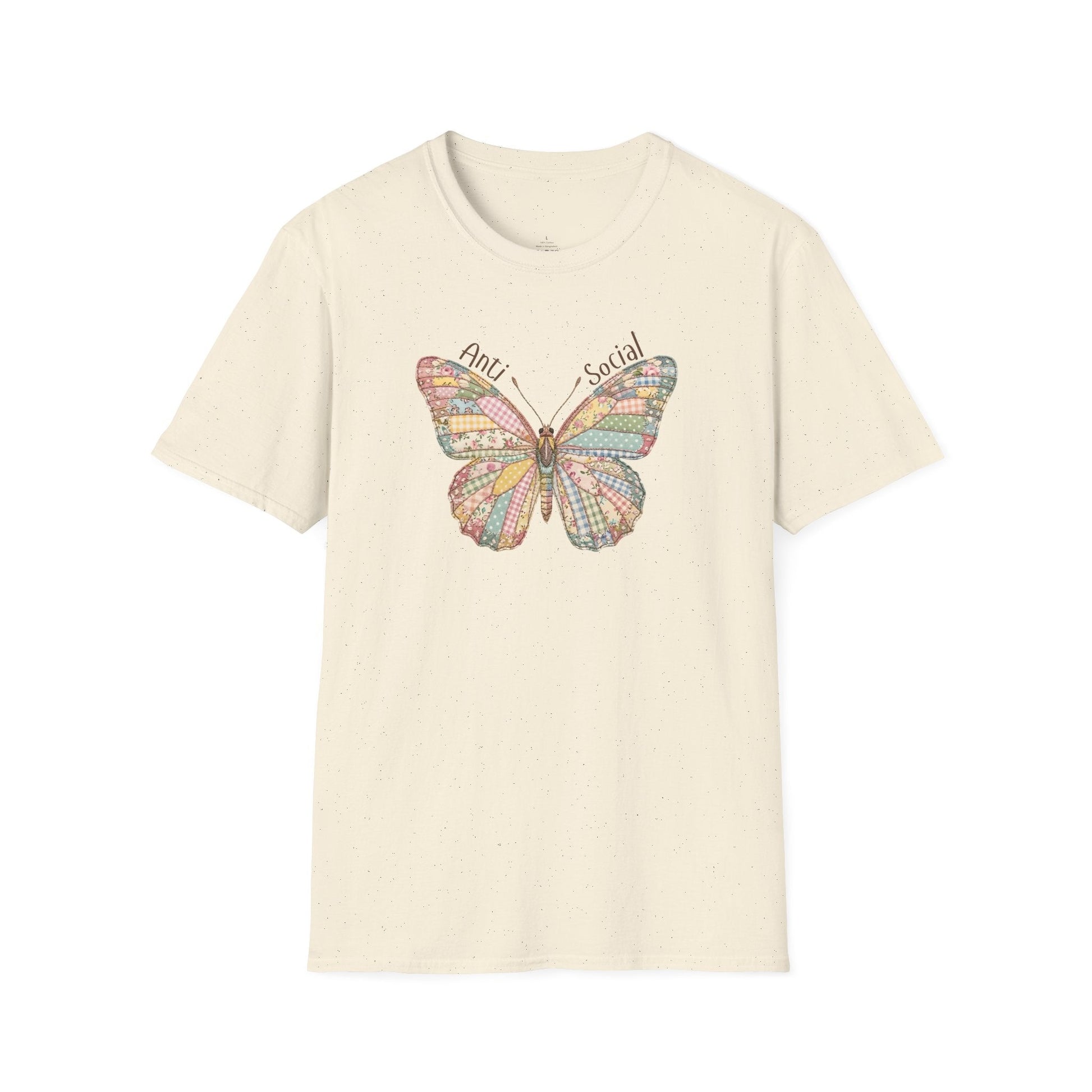 Printify T-Shirt Faux Patchwork Butterfly T-Shirt