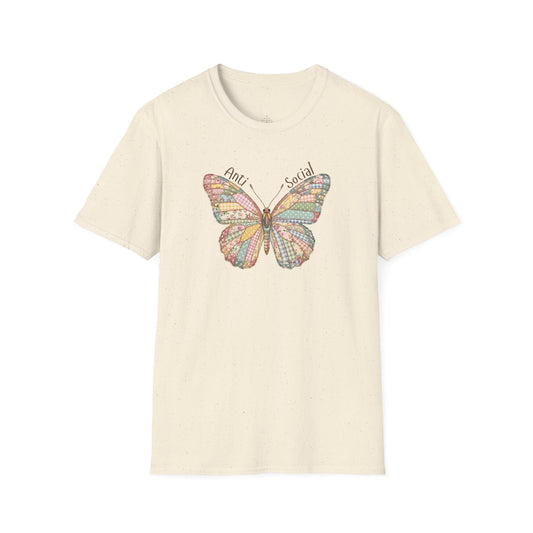 Printify T-Shirt Faux Patchwork Butterfly T-Shirt