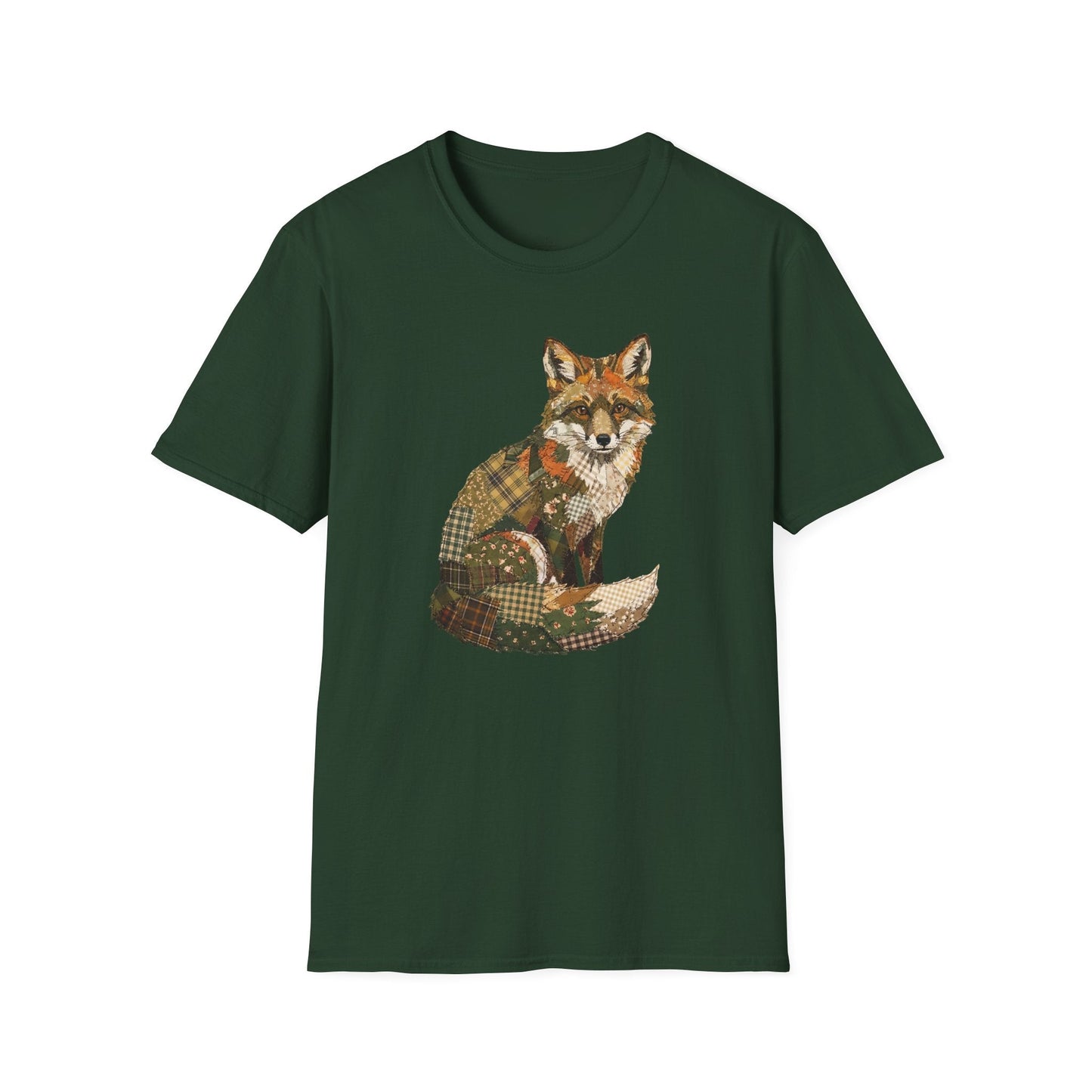 Printify T-Shirt Faux Patchwork Fox T-Shirt