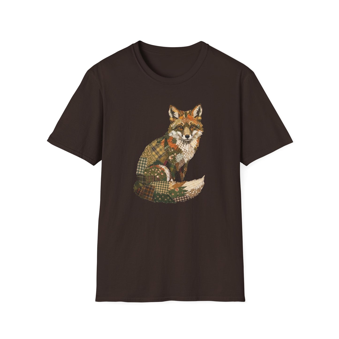 Printify T-Shirt Faux Patchwork Fox T-Shirt