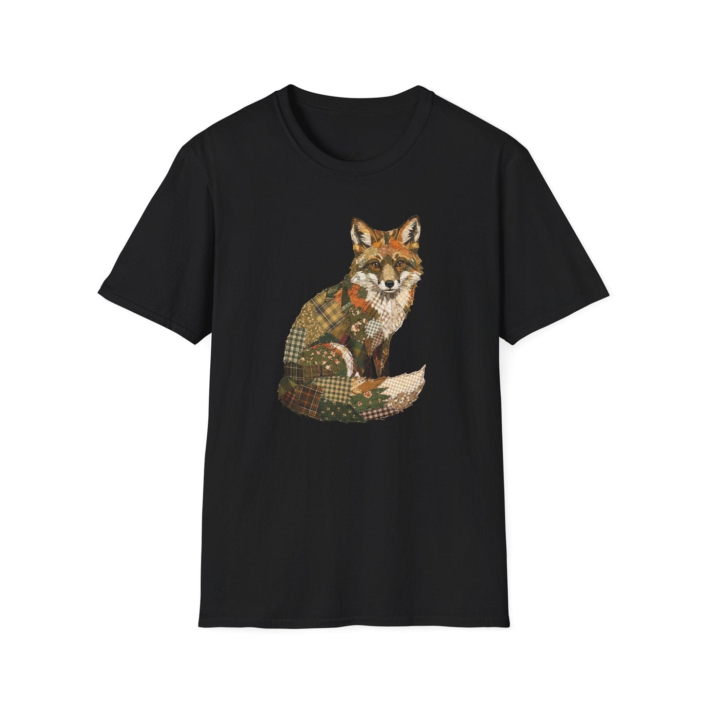Printify T-Shirt Faux Patchwork Fox T-Shirt