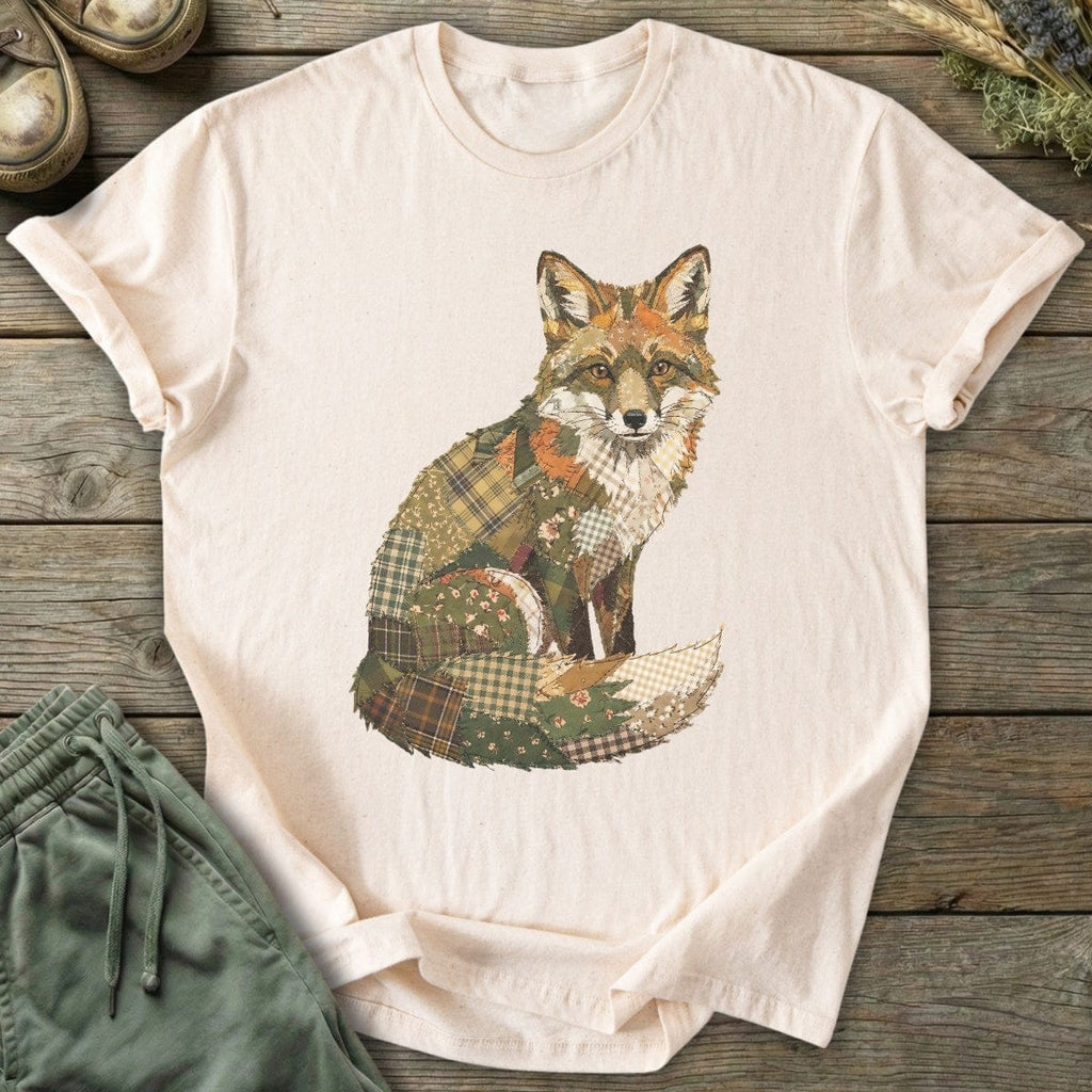 Printify T-Shirt Faux Patchwork Fox T-Shirt