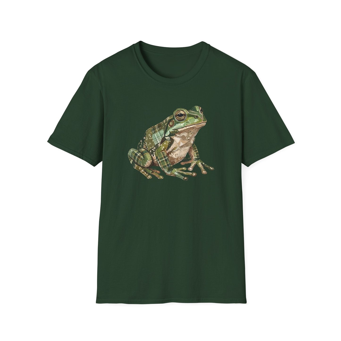 Printify T-Shirt Faux Patchwork Frog T-Shirt